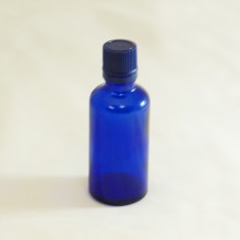 Bottle 50 ml Glass Cobalt Blue with Blue Cap - Tamper Evident Seal Dropper Insert
